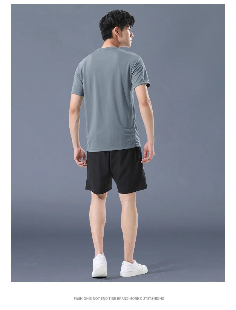 Ensemble de sport homme 2 pièces CHRLCK – T-shirt + Short, séchage rapide | Trail & Randonnée