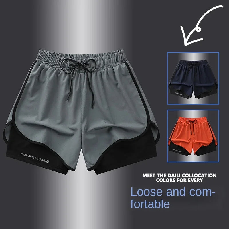 Short de sport double couche homme/femme – Anti-éblouissement, running & fitness