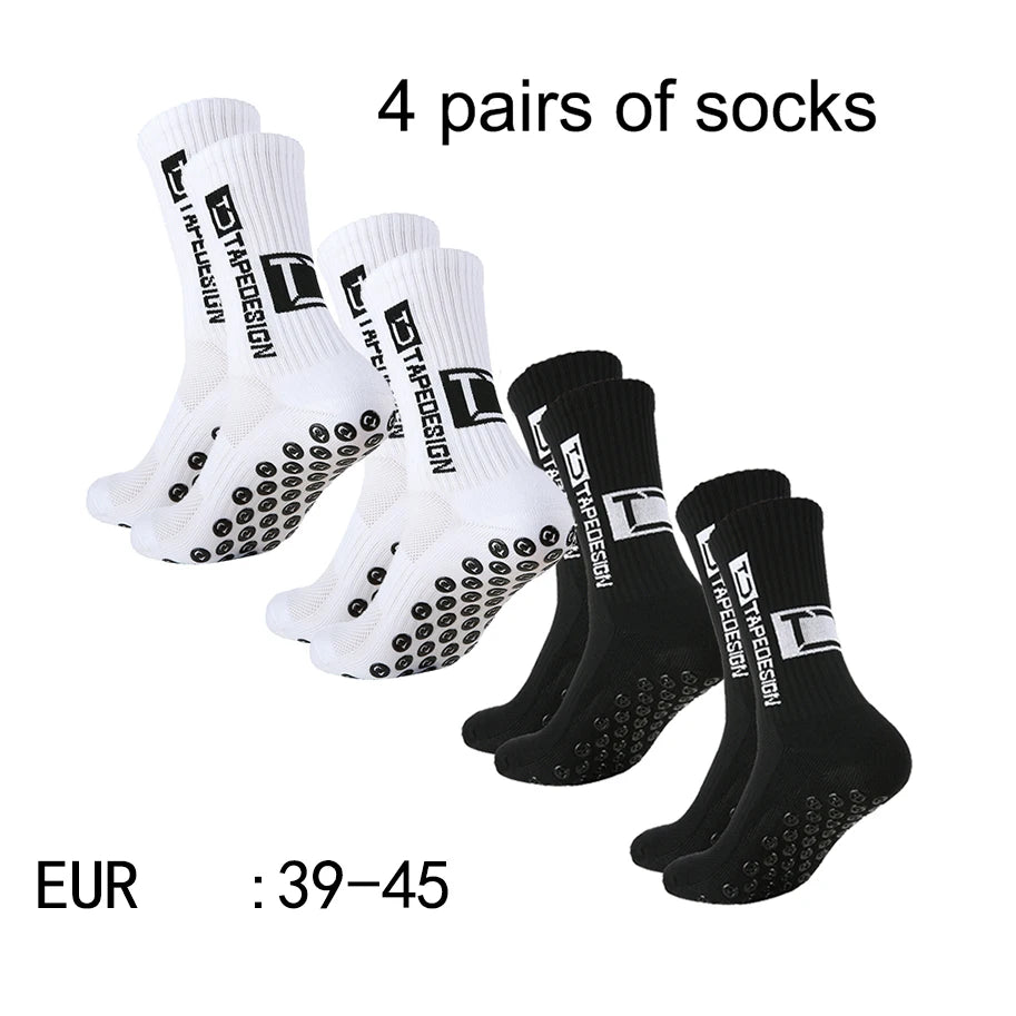 Chaussettes de sport antidérapantes – Lot de 4 paires, respirantes | Football & Trail