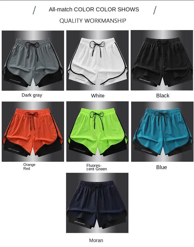 Short de sport double couche homme/femme – Anti-éblouissement, running & fitness