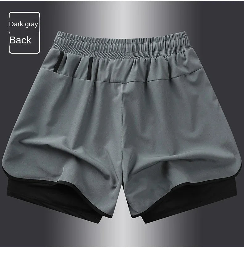Short de sport double couche homme/femme – Anti-éblouissement, running & fitness