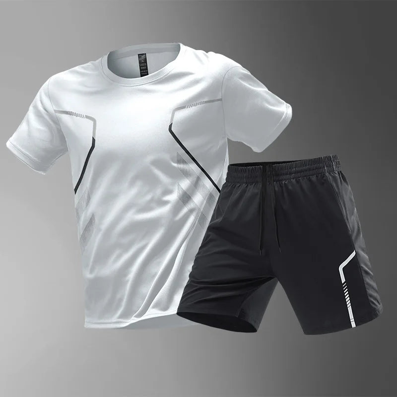 Ensemble de sport homme 2 pièces CHRLCK – T-shirt + Short, séchage rapide | Trail & Randonnée