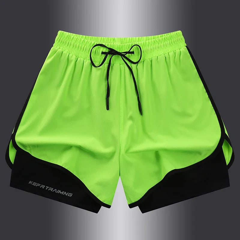 Short de sport double couche homme/femme – Anti-éblouissement, running & fitness