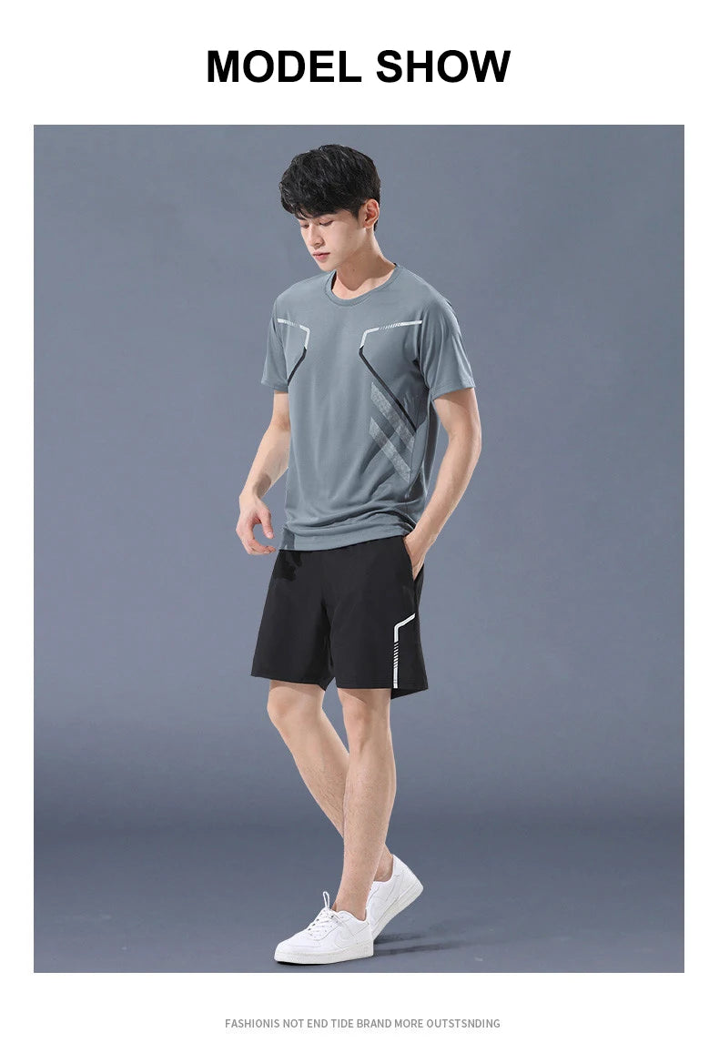 Ensemble de sport homme 2 pièces CHRLCK – T-shirt + Short, séchage rapide | Trail & Randonnée
