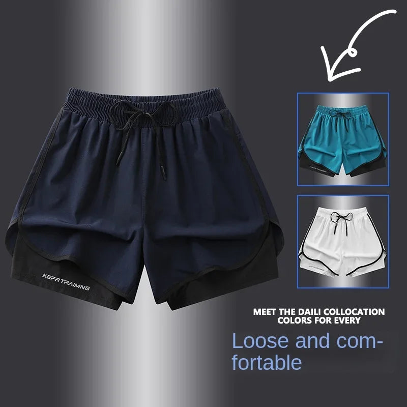 Short de sport double couche homme/femme – Anti-éblouissement, running & fitness