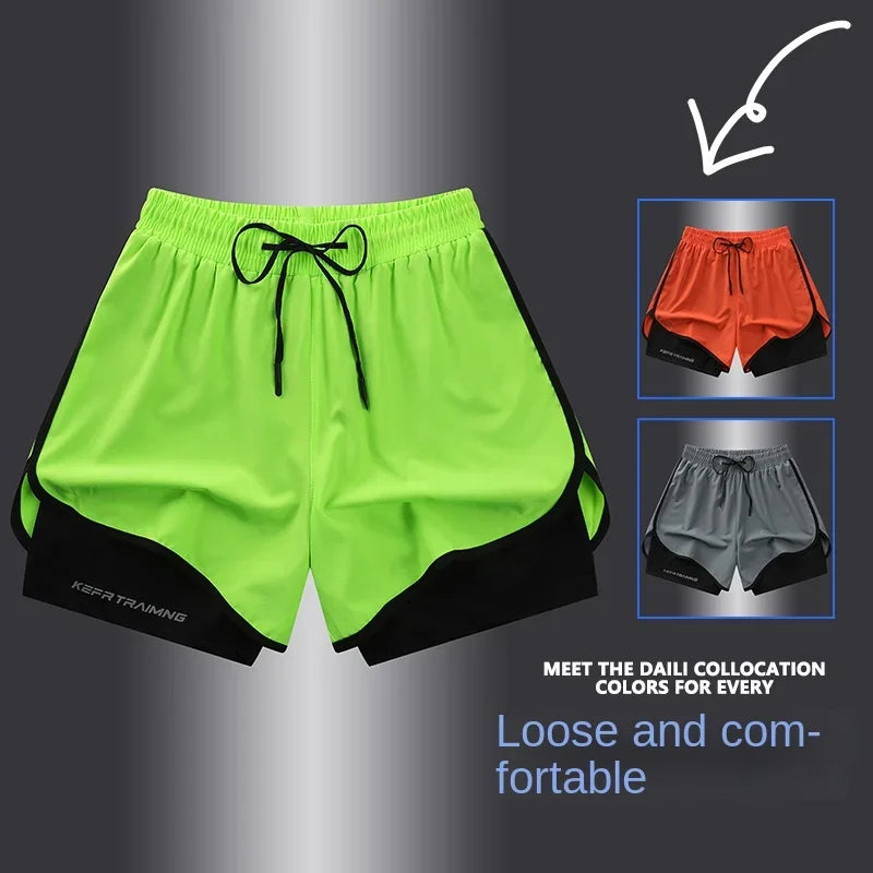 Short de sport double couche homme/femme – Anti-éblouissement, running & fitness