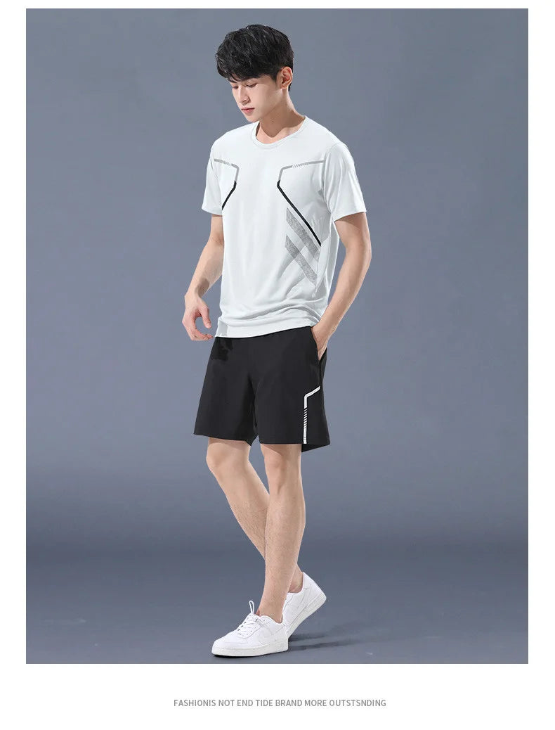 Ensemble de sport homme 2 pièces CHRLCK – T-shirt + Short, séchage rapide | Trail & Randonnée