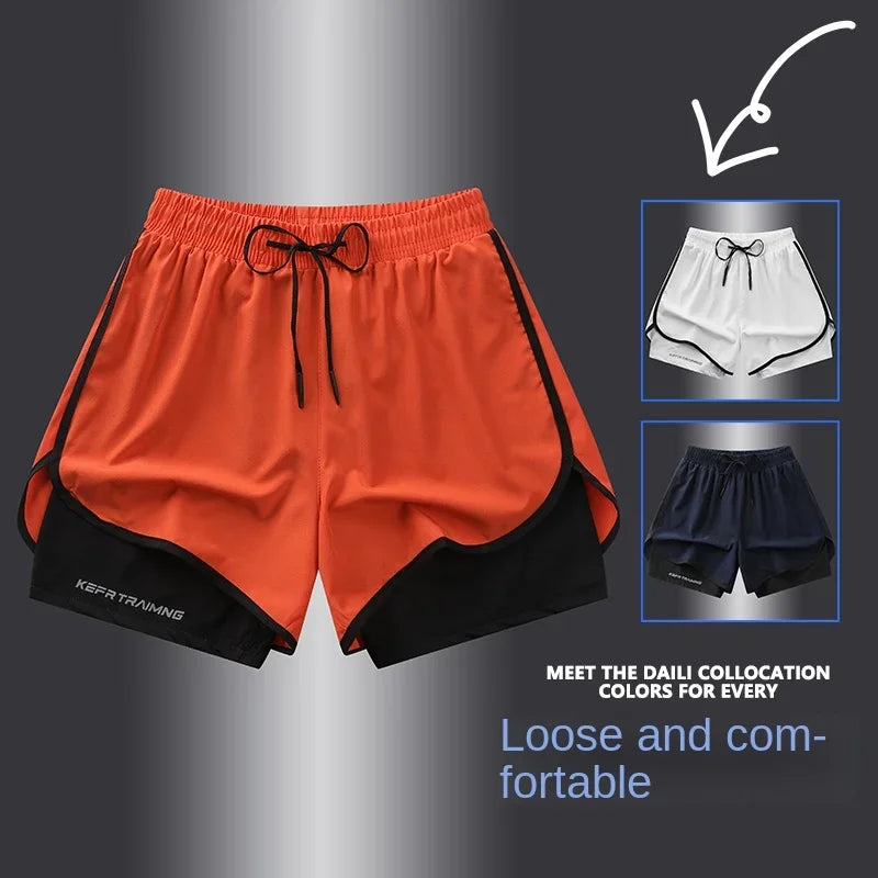 Short de sport double couche homme/femme – Anti-éblouissement, running & fitness