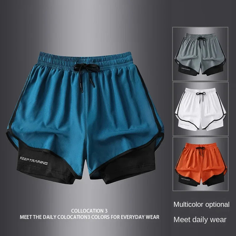 Short de sport double couche homme/femme – Anti-éblouissement, running & fitness