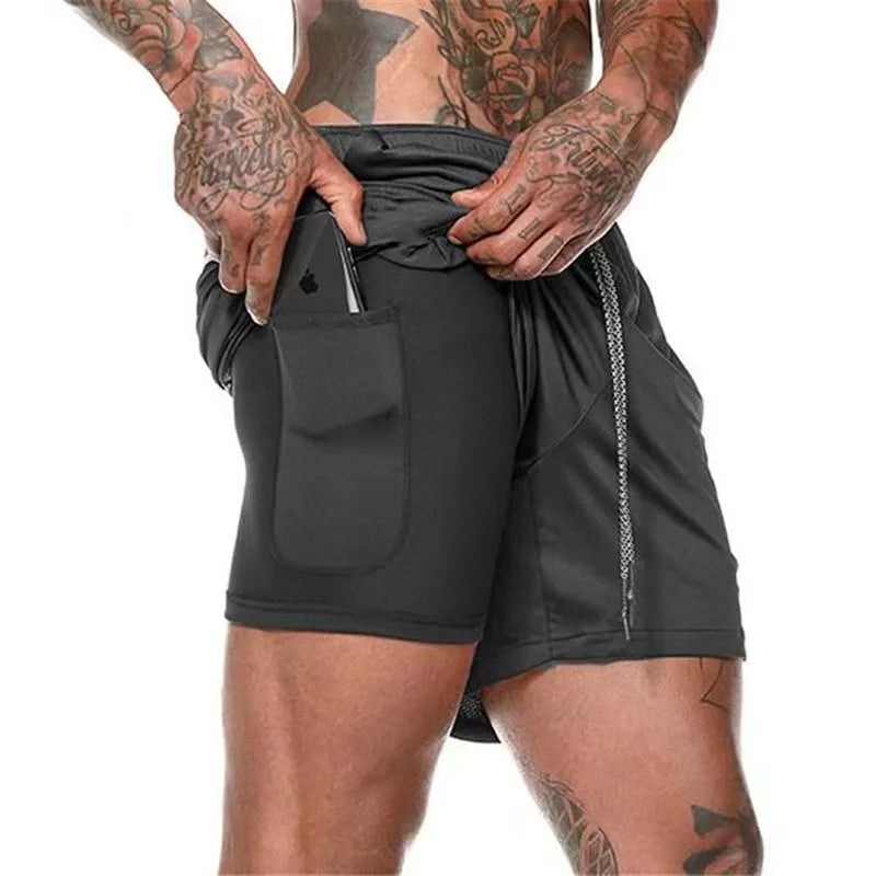 Short camouflage 2-en-1 homme – Séchage rapide, fitness & jogging