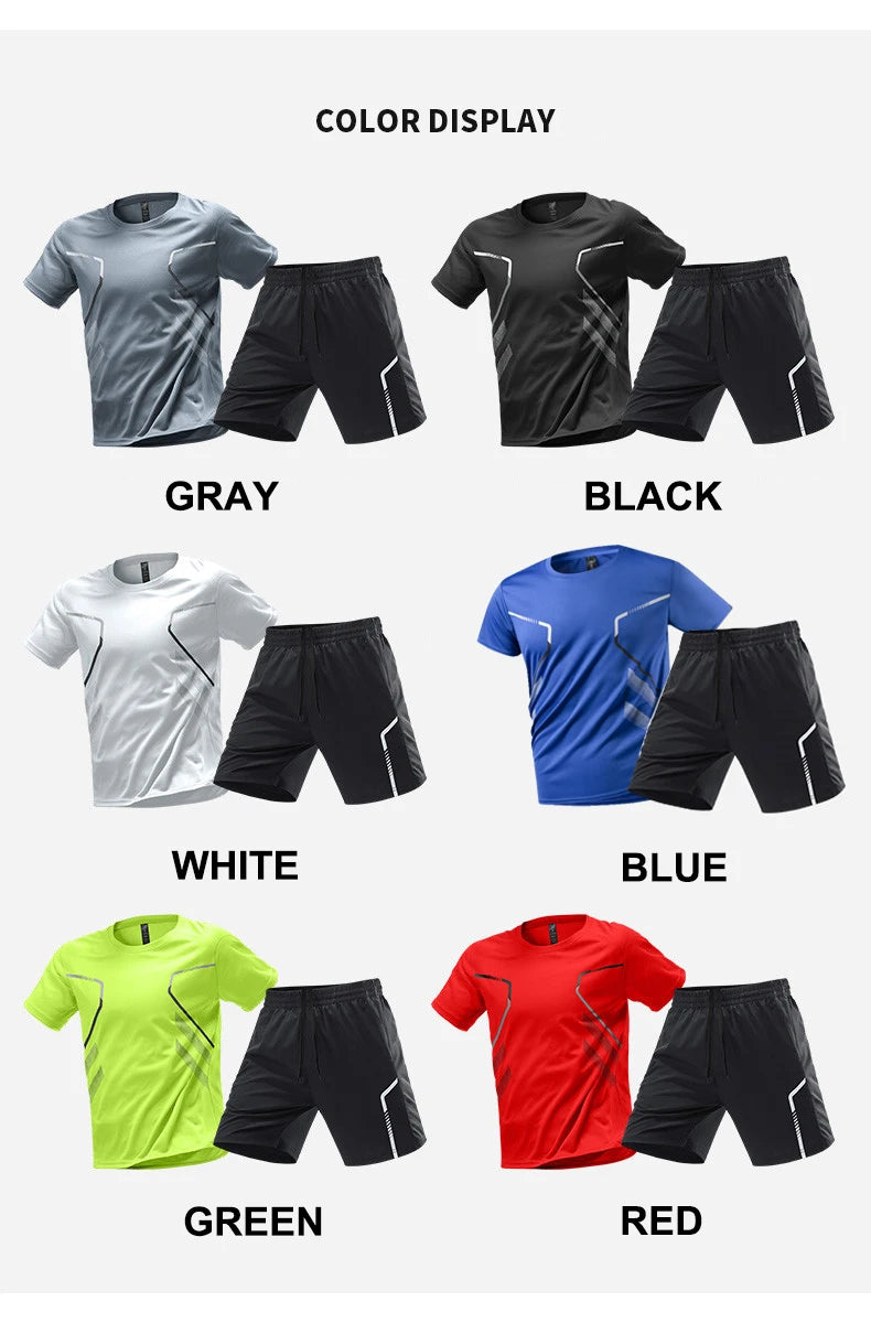 Ensemble de sport homme 2 pièces CHRLCK – T-shirt + Short, séchage rapide | Trail & Randonnée