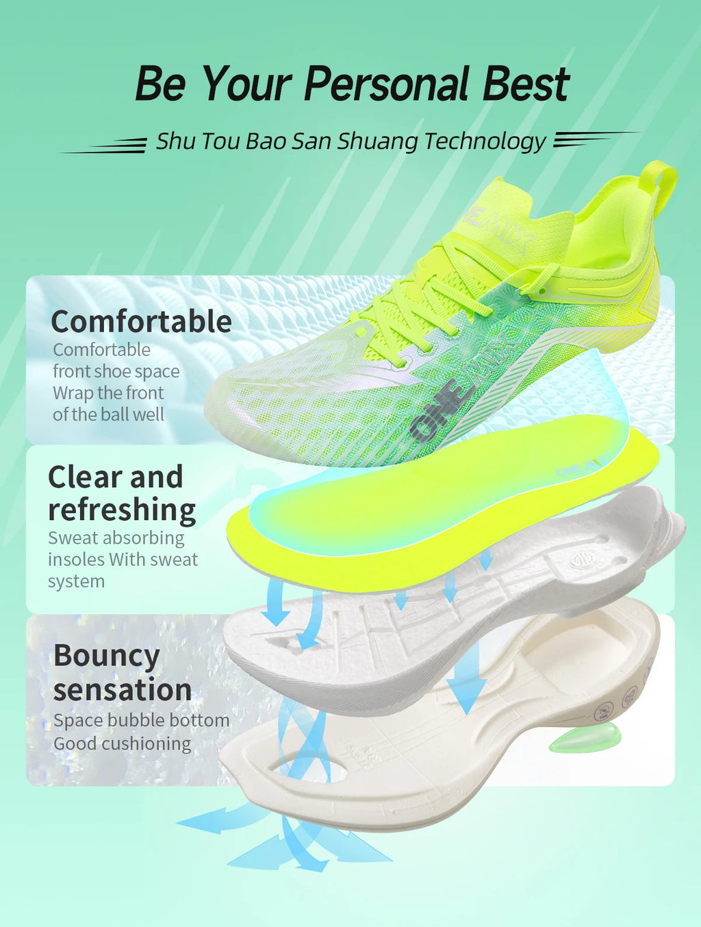 Chaussures trail ONEMIX – Plaque carbone, amorti, respirantes | Marathon & Running