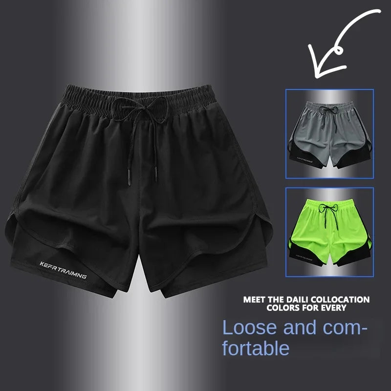 Short de sport double couche homme/femme – Anti-éblouissement, running & fitness