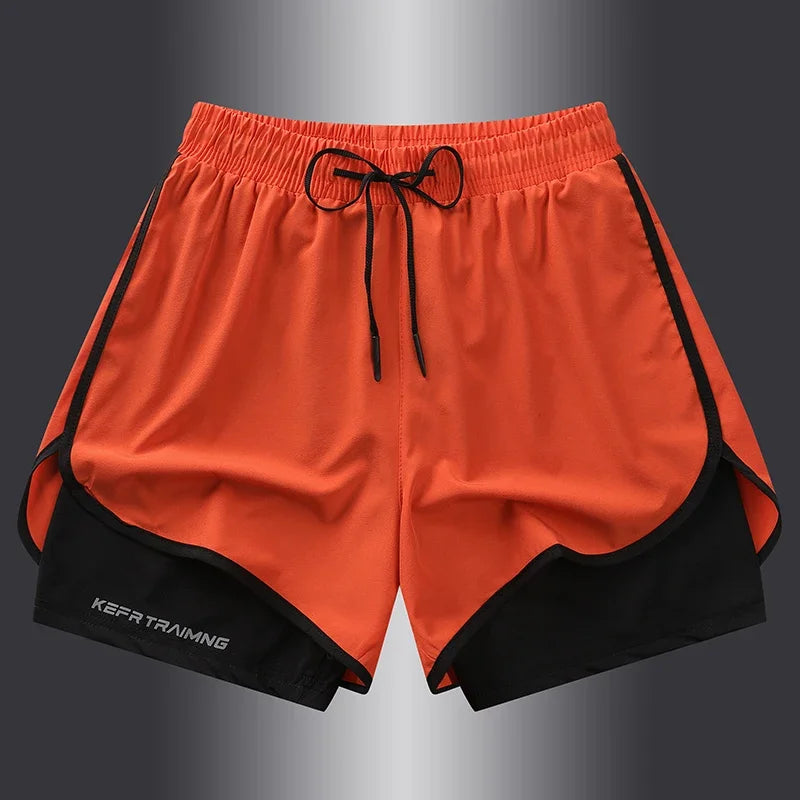 Short de sport double couche homme/femme – Anti-éblouissement, running & fitness