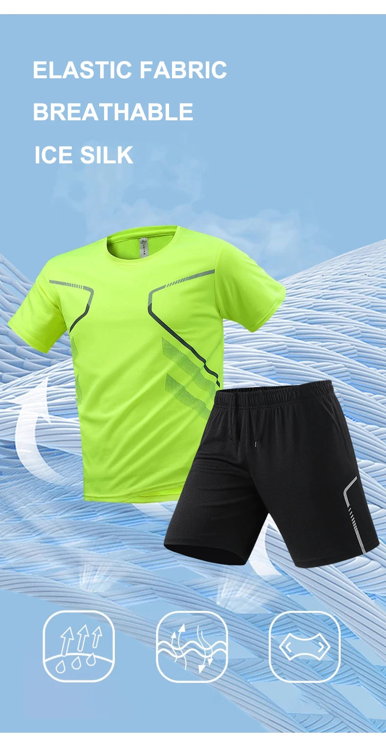 Ensemble de sport homme 2 pièces CHRLCK – T-shirt + Short, séchage rapide | Trail & Randonnée