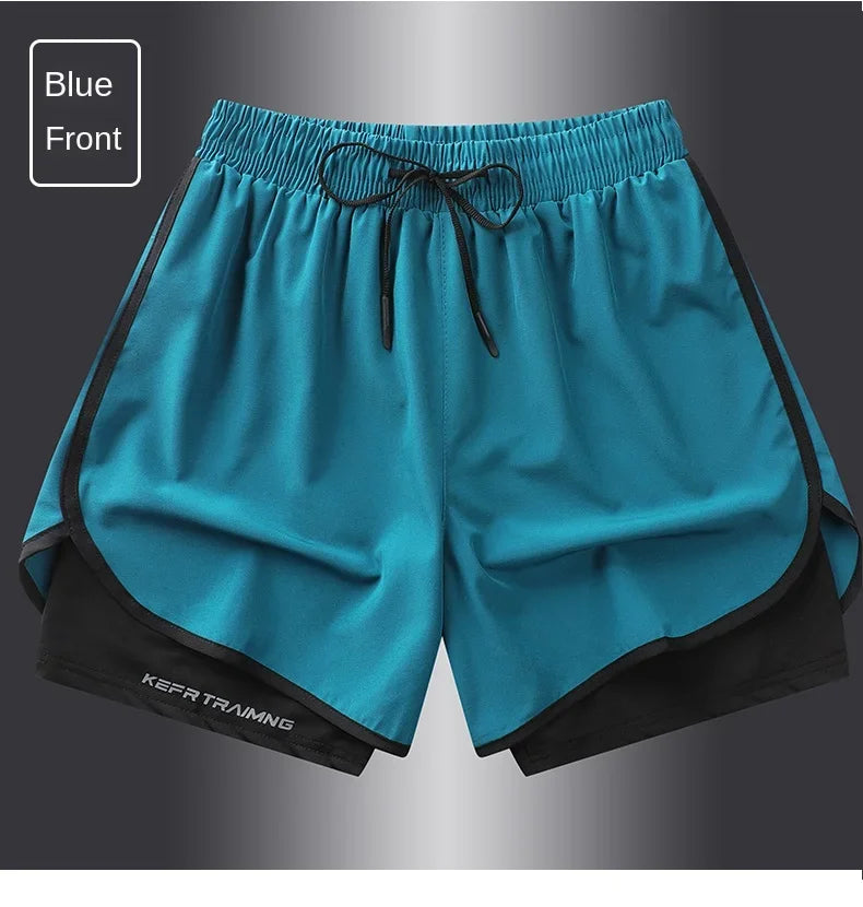 Short de sport double couche homme/femme – Anti-éblouissement, running & fitness