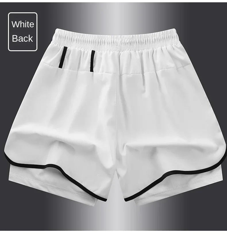 Short de sport double couche homme/femme – Anti-éblouissement, running & fitness