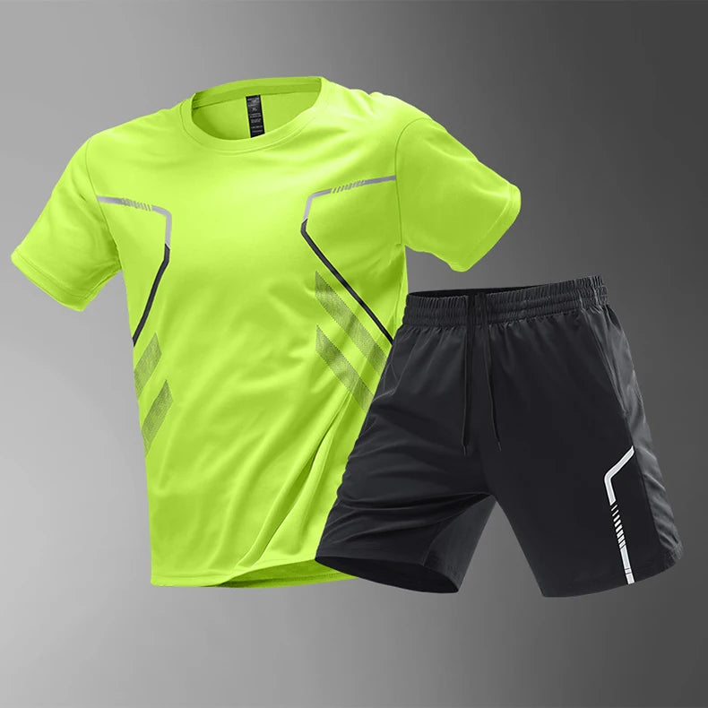 Ensemble de sport homme 2 pièces CHRLCK – T-shirt + Short, séchage rapide | Trail & Randonnée