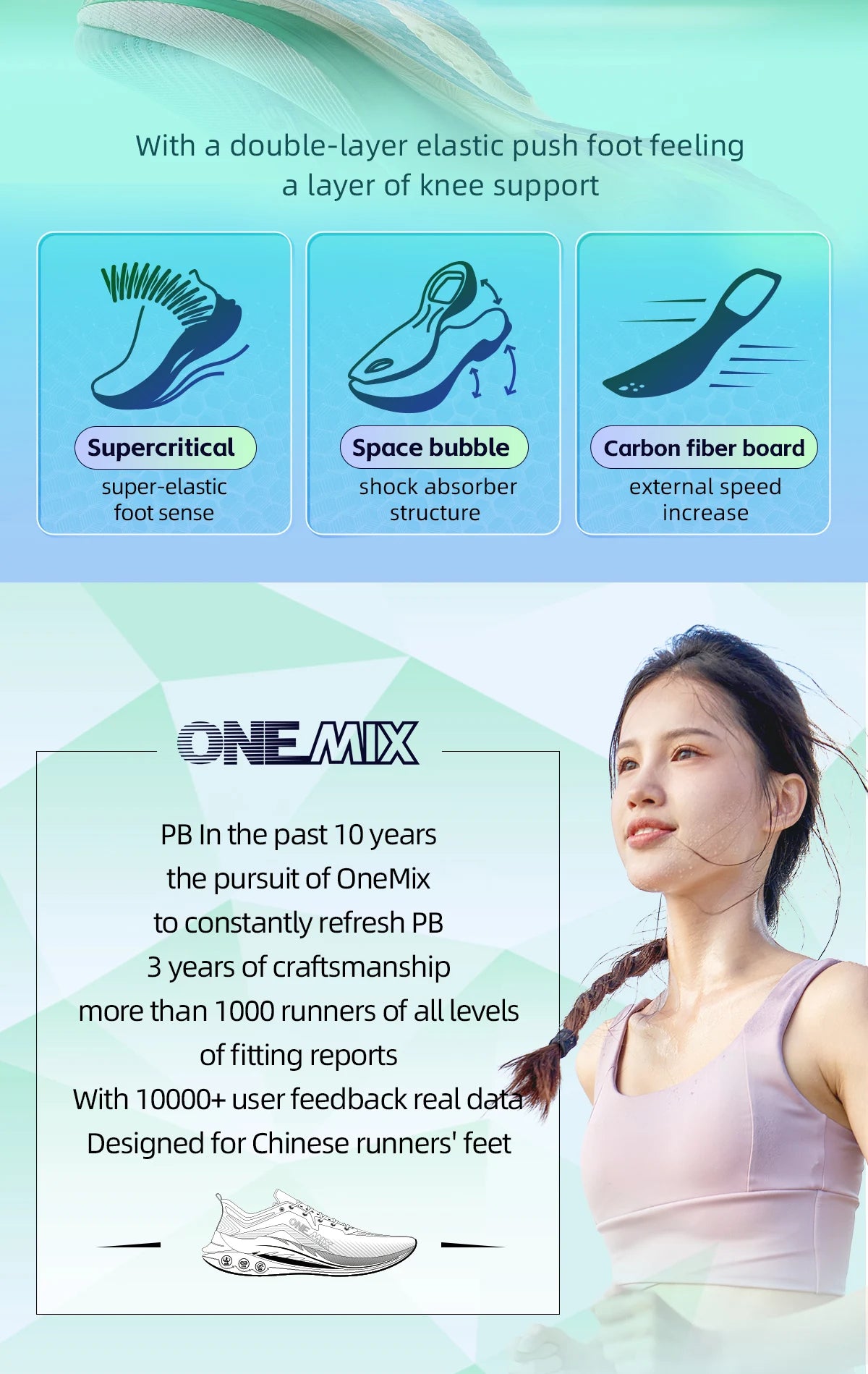 Chaussures trail ONEMIX – Plaque carbone, amorti, respirantes | Marathon & Running