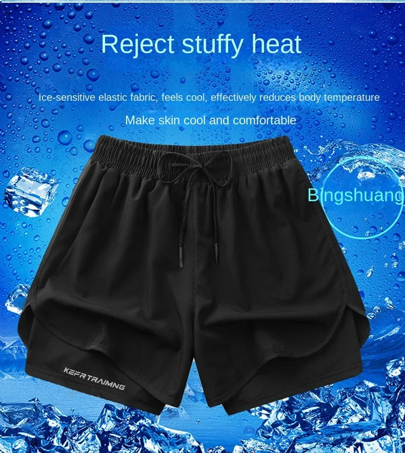 Short de sport double couche homme/femme – Anti-éblouissement, running & fitness
