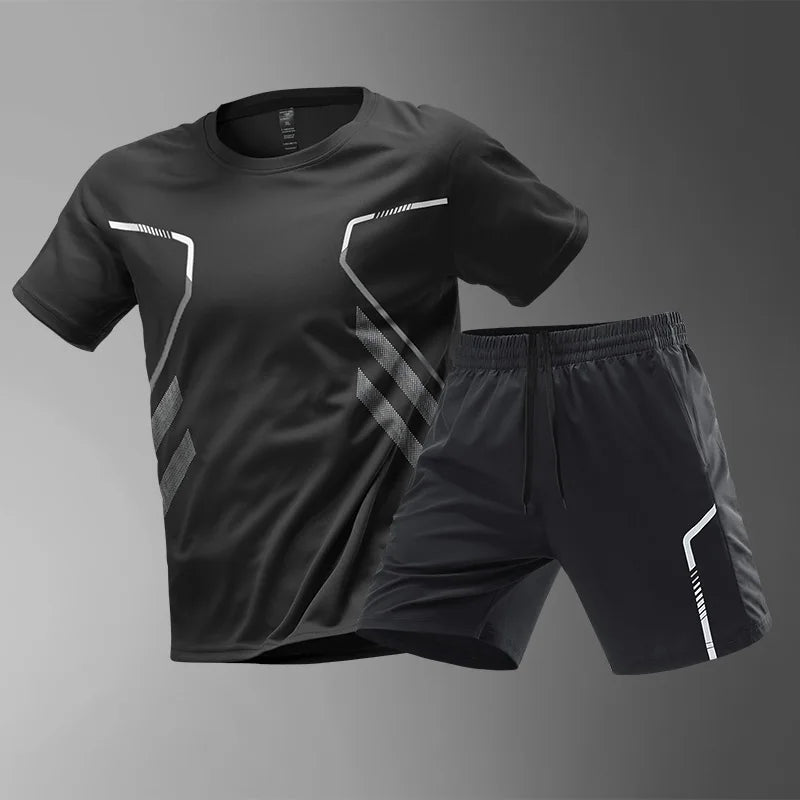 Ensemble de sport homme 2 pièces CHRLCK – T-shirt + Short, séchage rapide | Trail & Randonnée