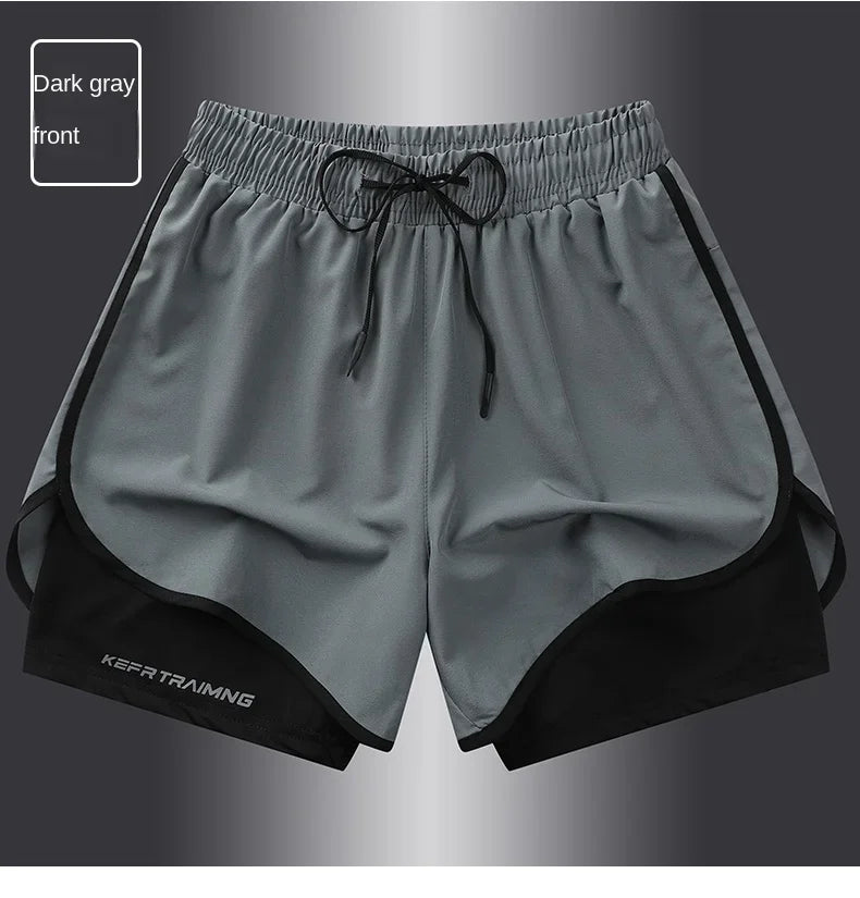 Short de sport double couche homme/femme – Anti-éblouissement, running & fitness