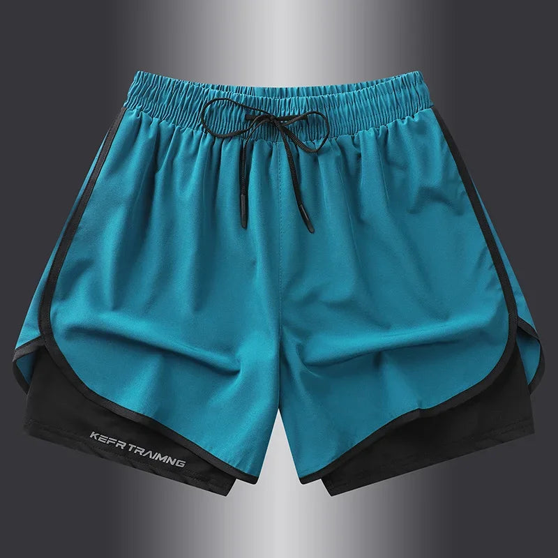 Short de sport double couche homme/femme – Anti-éblouissement, running & fitness