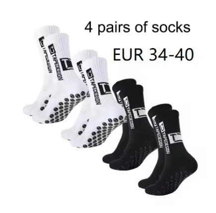 Chaussettes de sport antidérapantes – Lot de 4 paires, respirantes | Football & Trail