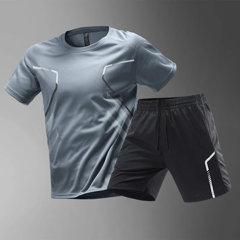 Ensemble de sport homme 2 pièces CHRLCK – T-shirt + Short, séchage rapide | Trail & Randonnée