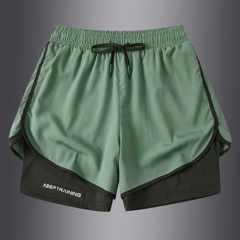 Short de sport double couche homme/femme – Anti-éblouissement, running & fitness