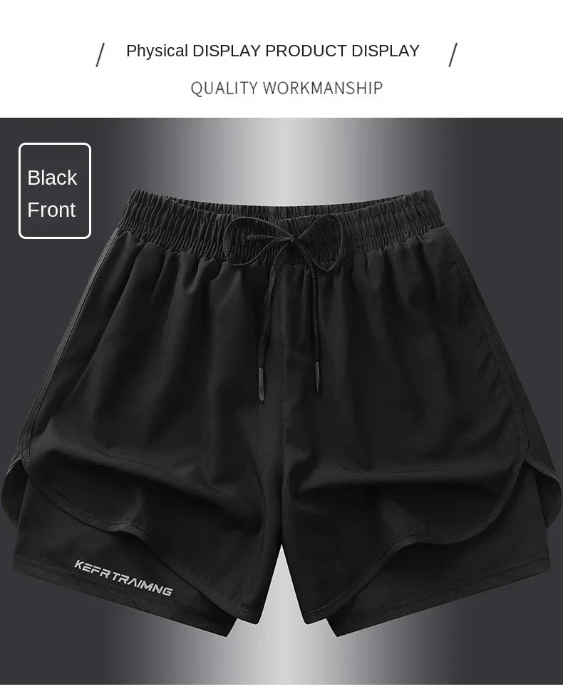 Short de sport double couche homme/femme – Anti-éblouissement, running & fitness