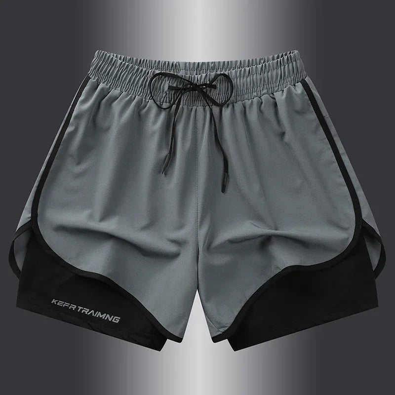 Short de sport double couche homme/femme – Anti-éblouissement, running & fitness