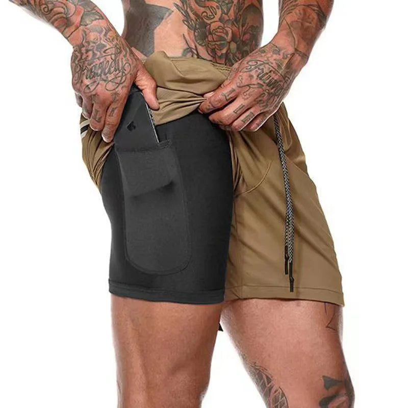 Short camouflage 2-en-1 homme – Séchage rapide, fitness & jogging