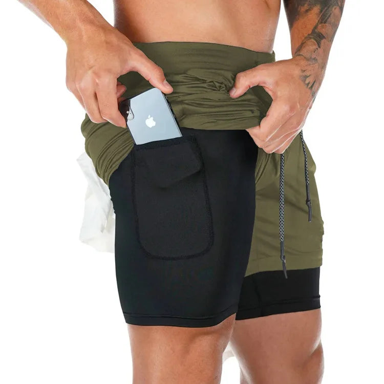 Short camouflage 2-en-1 homme – Séchage rapide, fitness & jogging