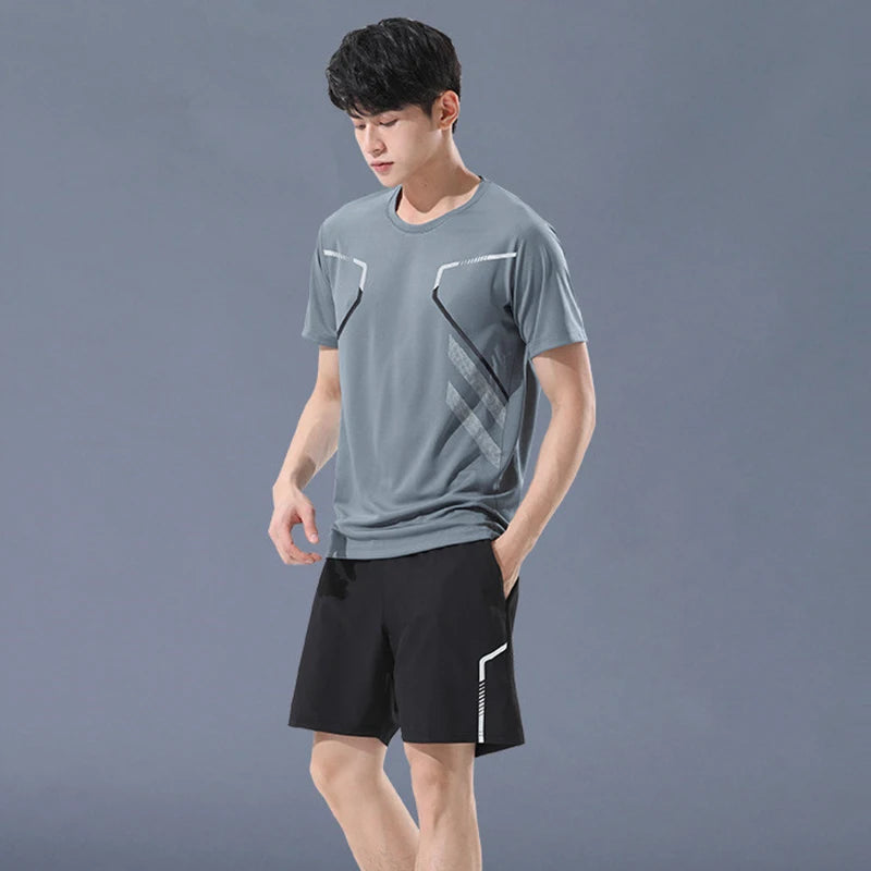 Ensemble de sport homme 2 pièces CHRLCK – T-shirt + Short, séchage rapide | Trail & Randonnée