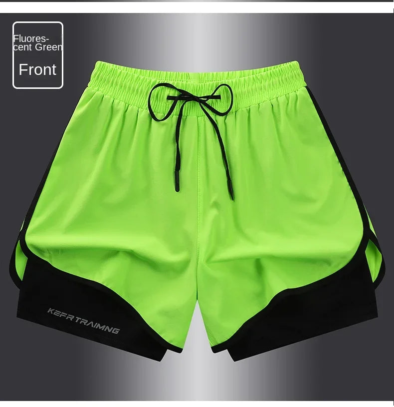 Short de sport double couche homme/femme – Anti-éblouissement, running & fitness